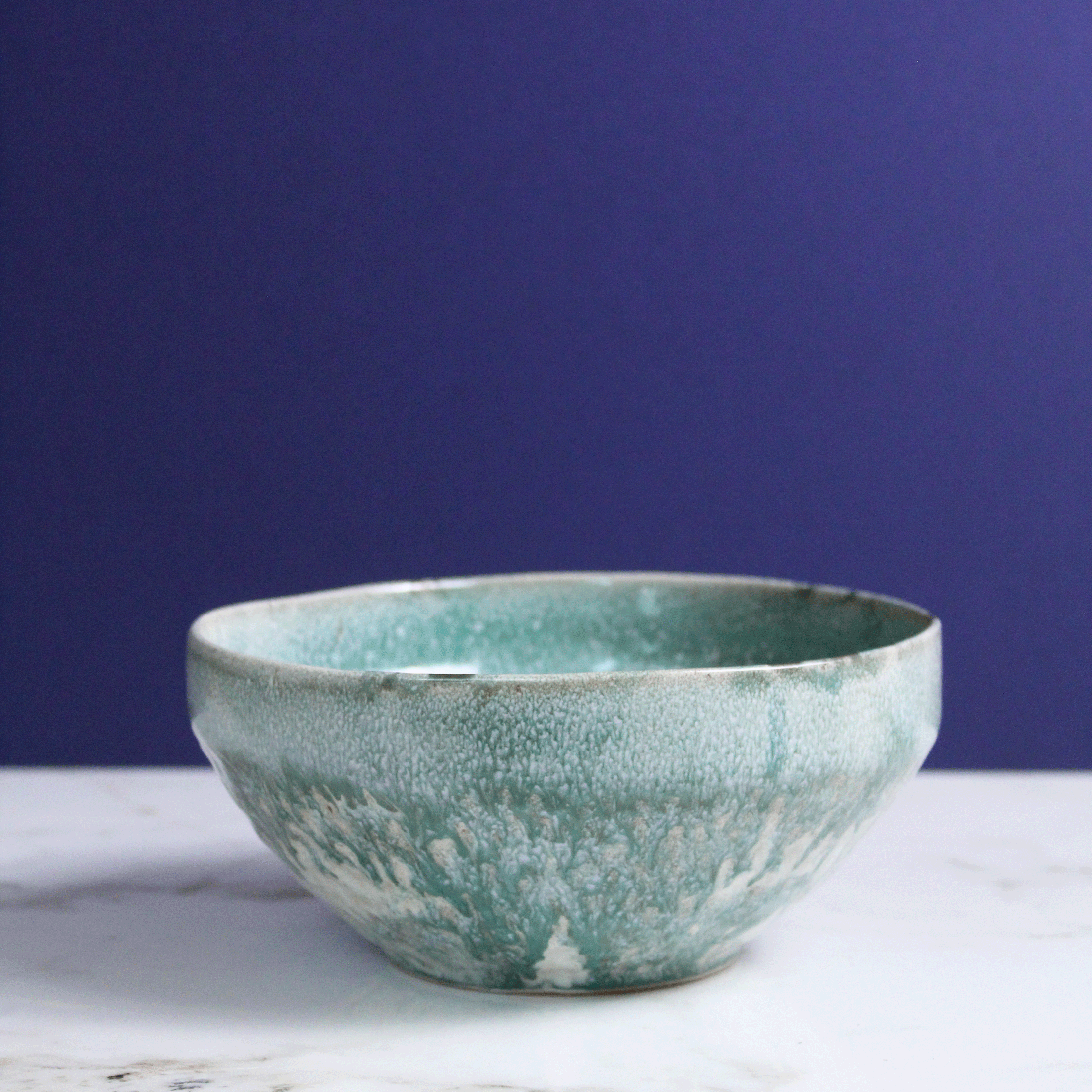 Large Melted Teal Bowl