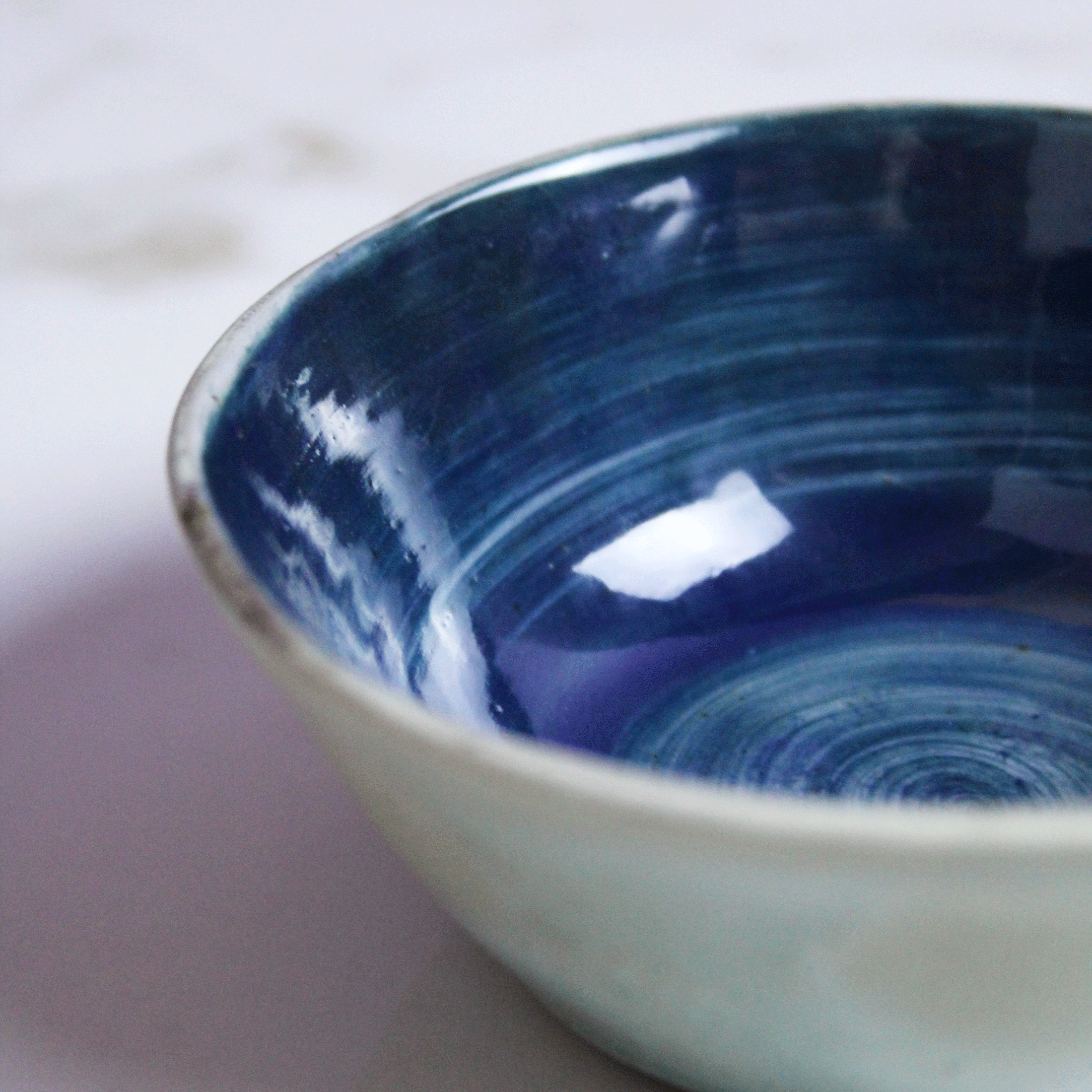 Small Deep Teal Blue Swirl Bowl