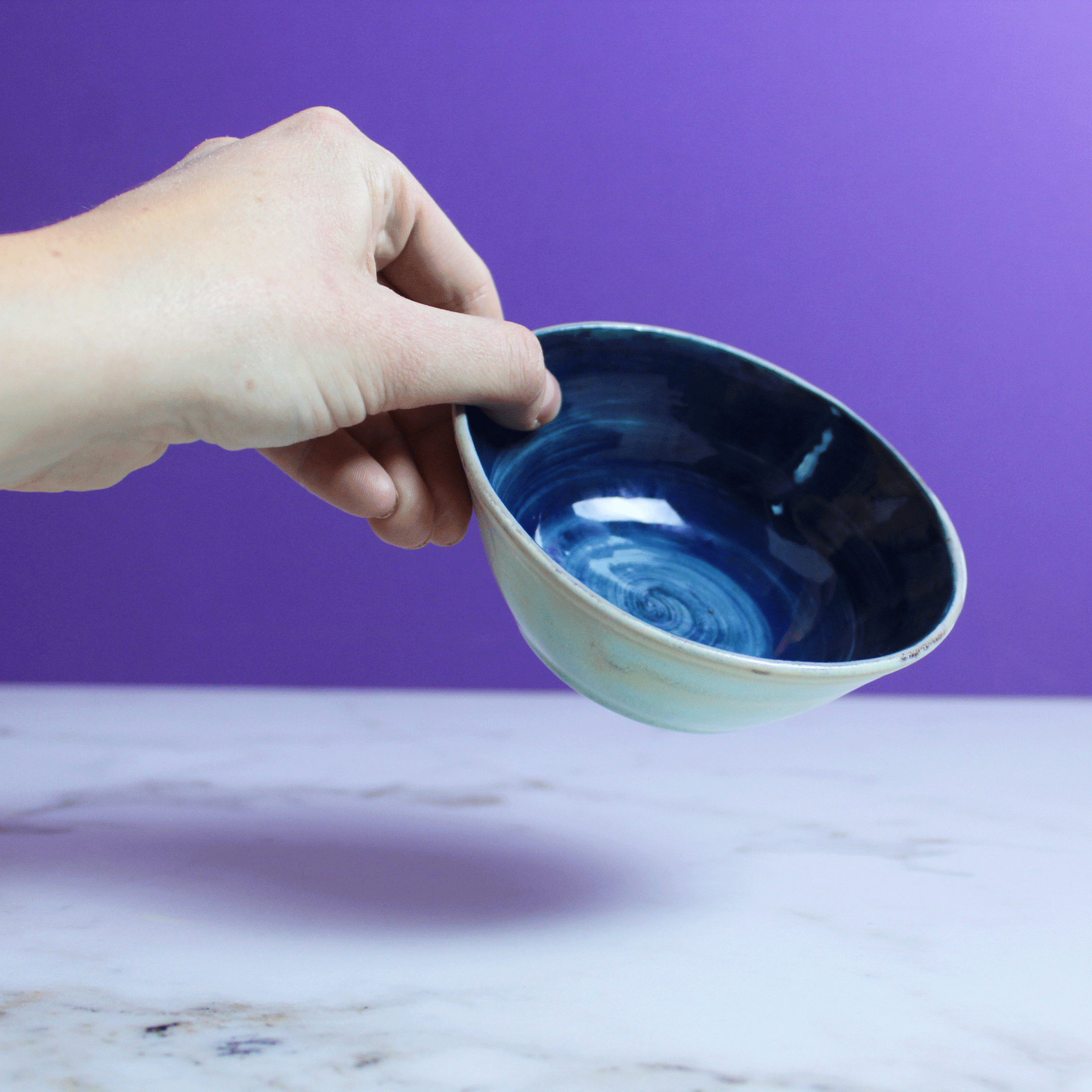 Small Deep Teal Blue Swirl Bowl