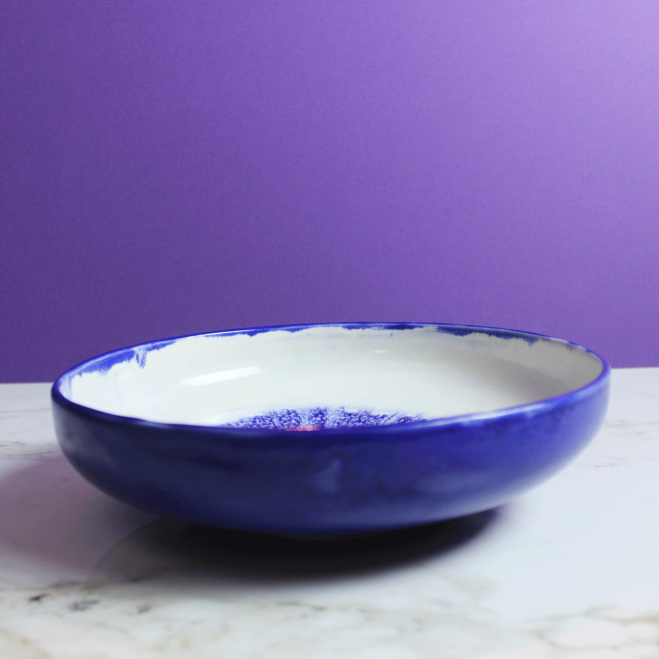 Large Cobalt Blue Spot Serving Bowl