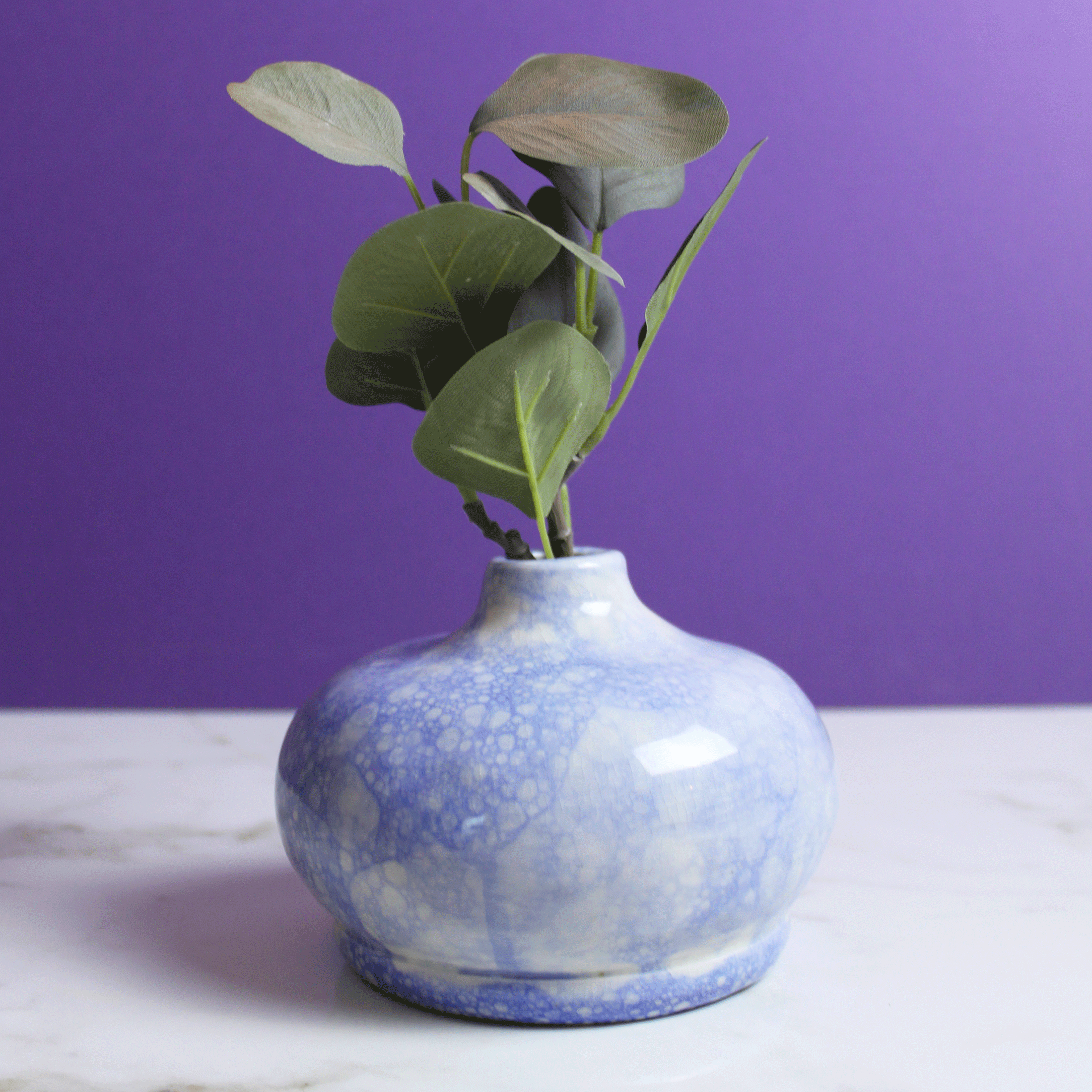 Porcelain Rotund Blue Bubble Vase