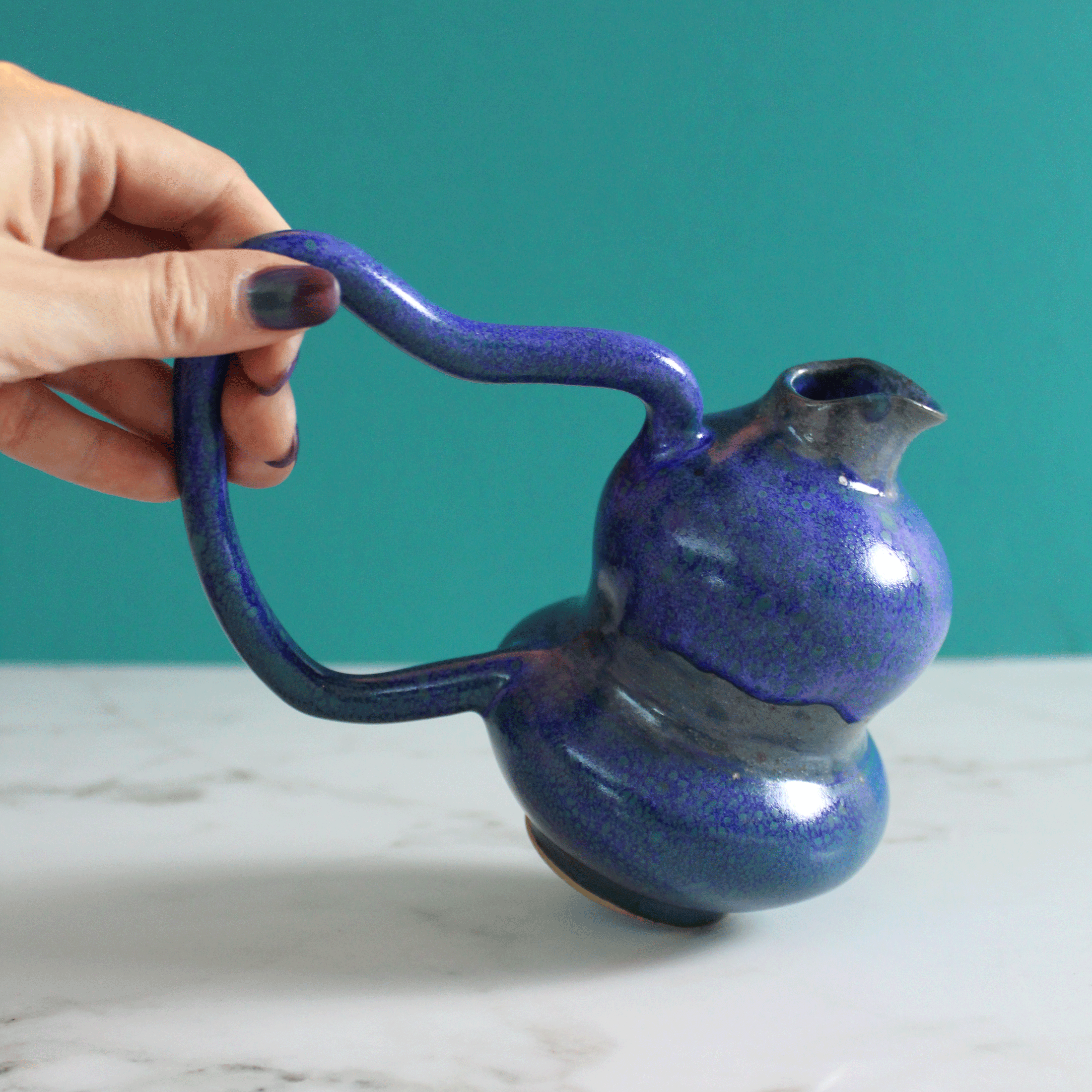 Mixed Blue Bubble-Shaped Heart Pitcher