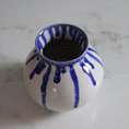 Load image into Gallery viewer, White and Cobalt Dripping Decorative Vase
