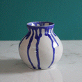 Load image into Gallery viewer, White and Cobalt Dripping Decorative Vase
