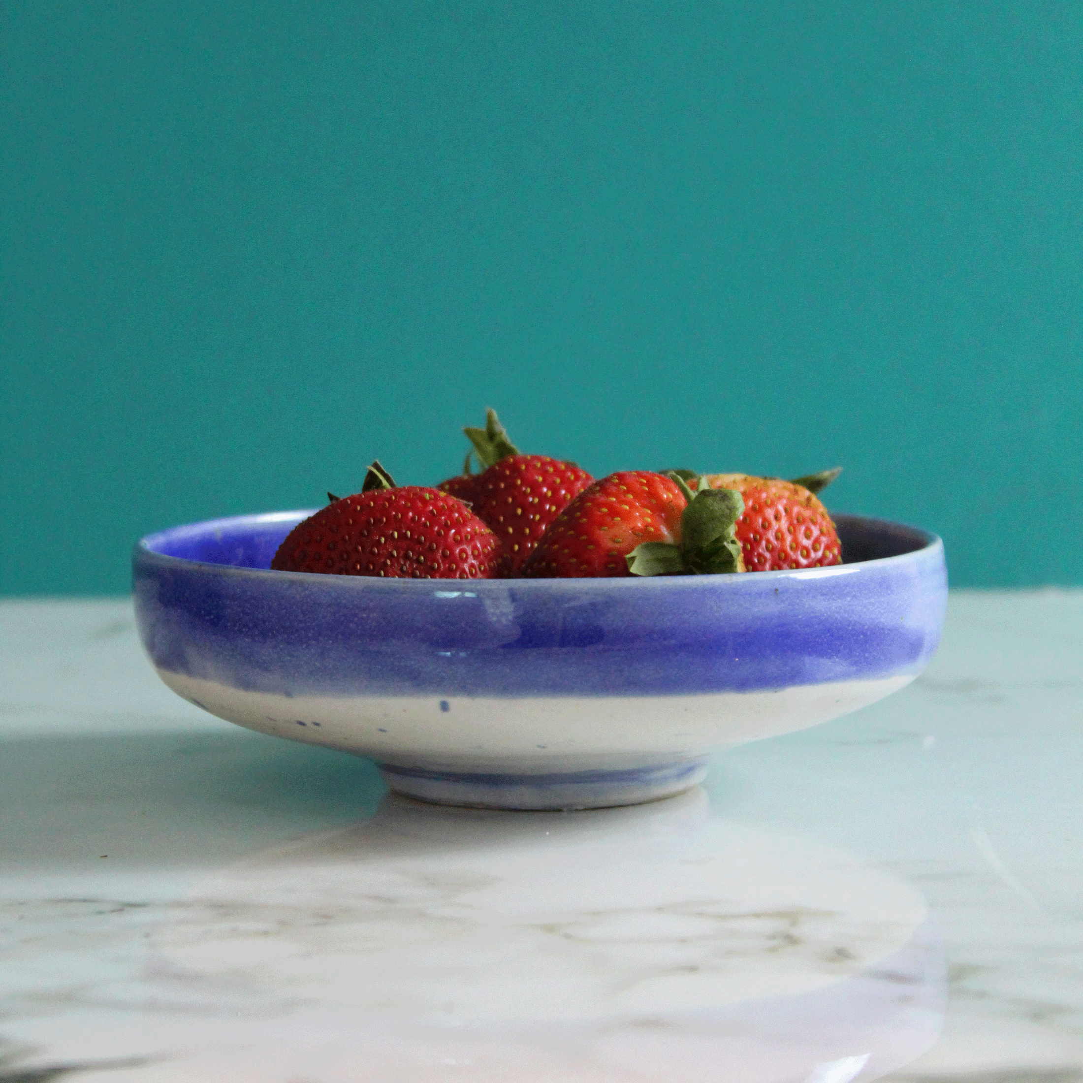 Sunburst Blue and White Serving Bowl