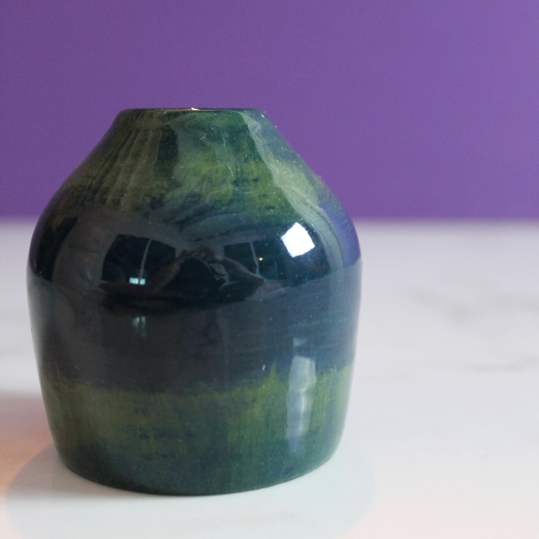 Teal and Green Small Bud Vase