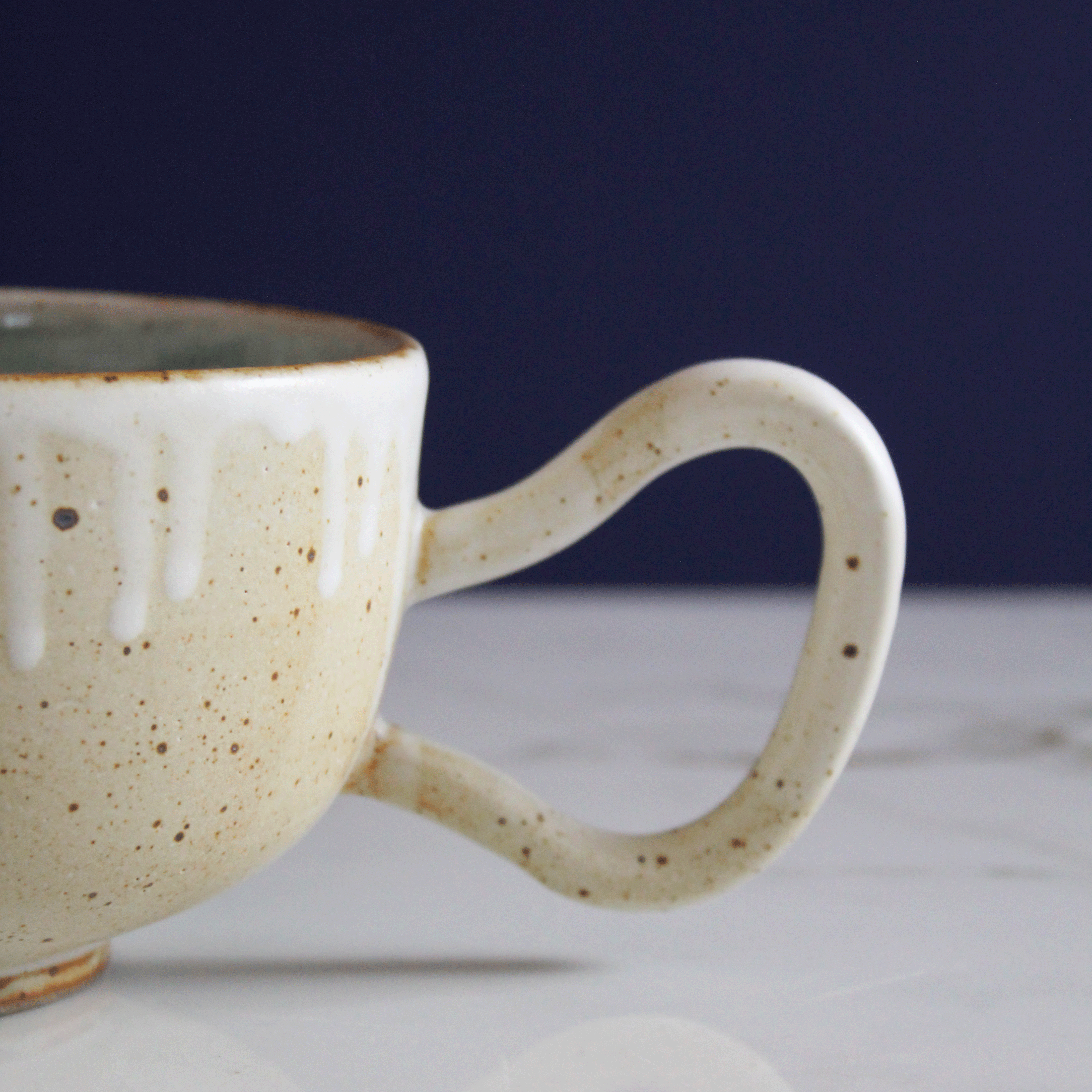 Jumbo Speckled Teal Blue Heart Mug