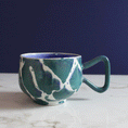 Load image into Gallery viewer, Jumbo Teal and Blue Marble Mug
