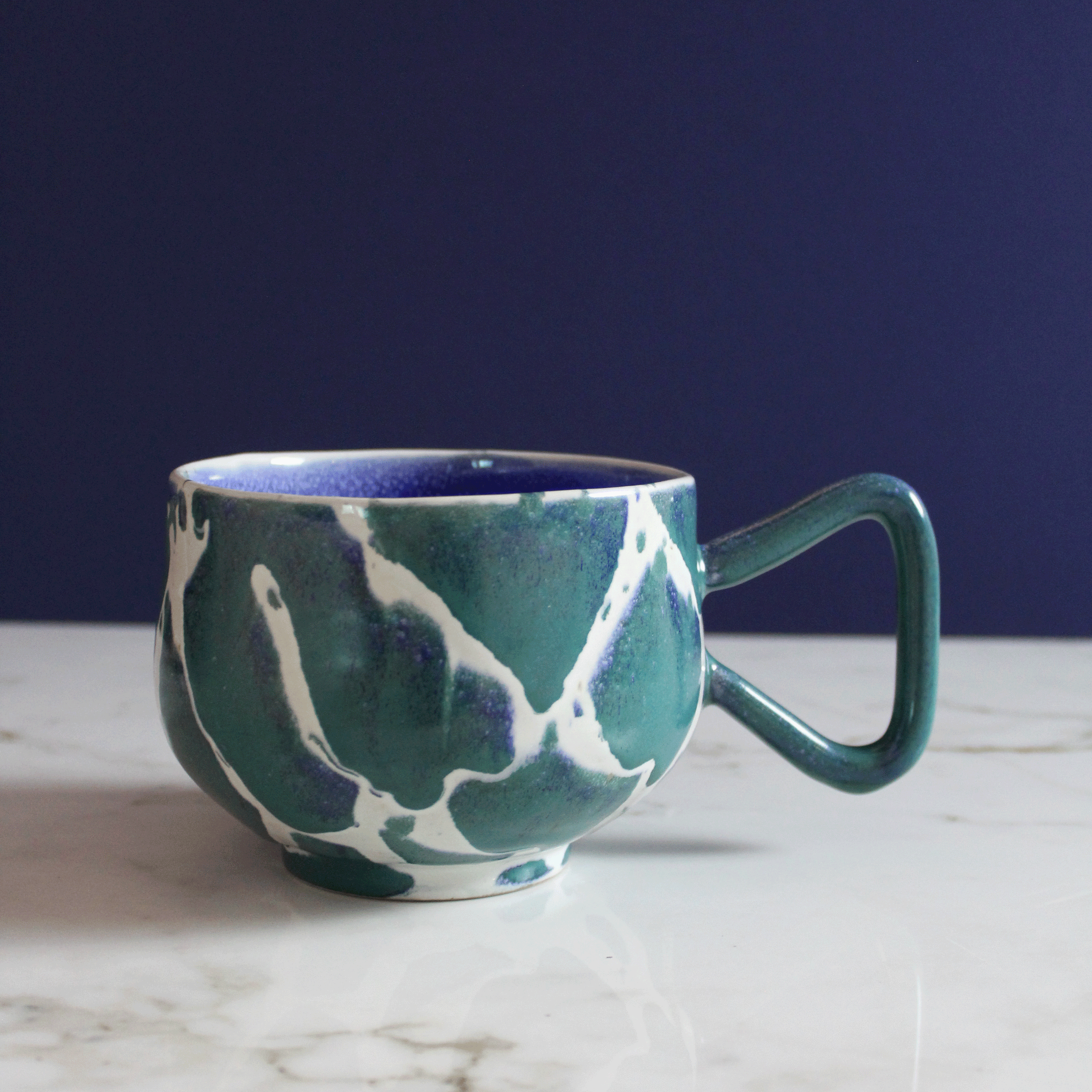 Jumbo Teal and Blue Marble Mug