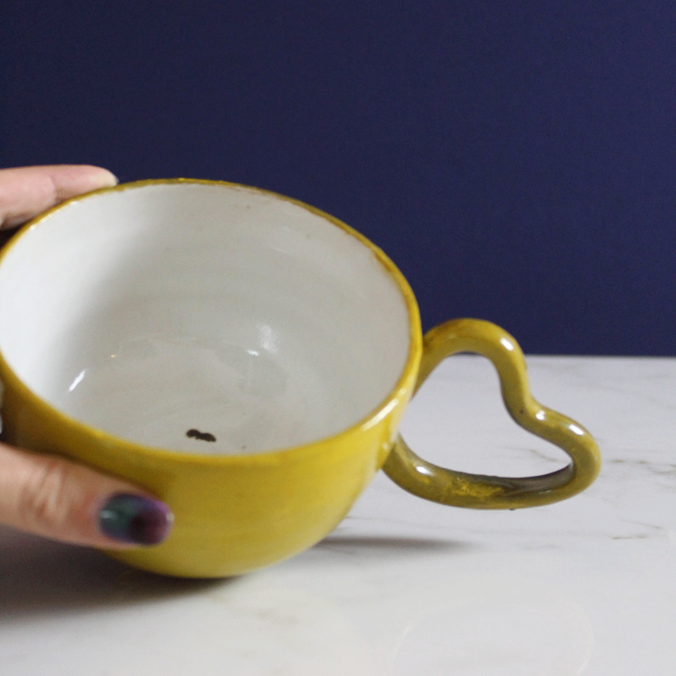 Charred Yellow Large Heart Mug