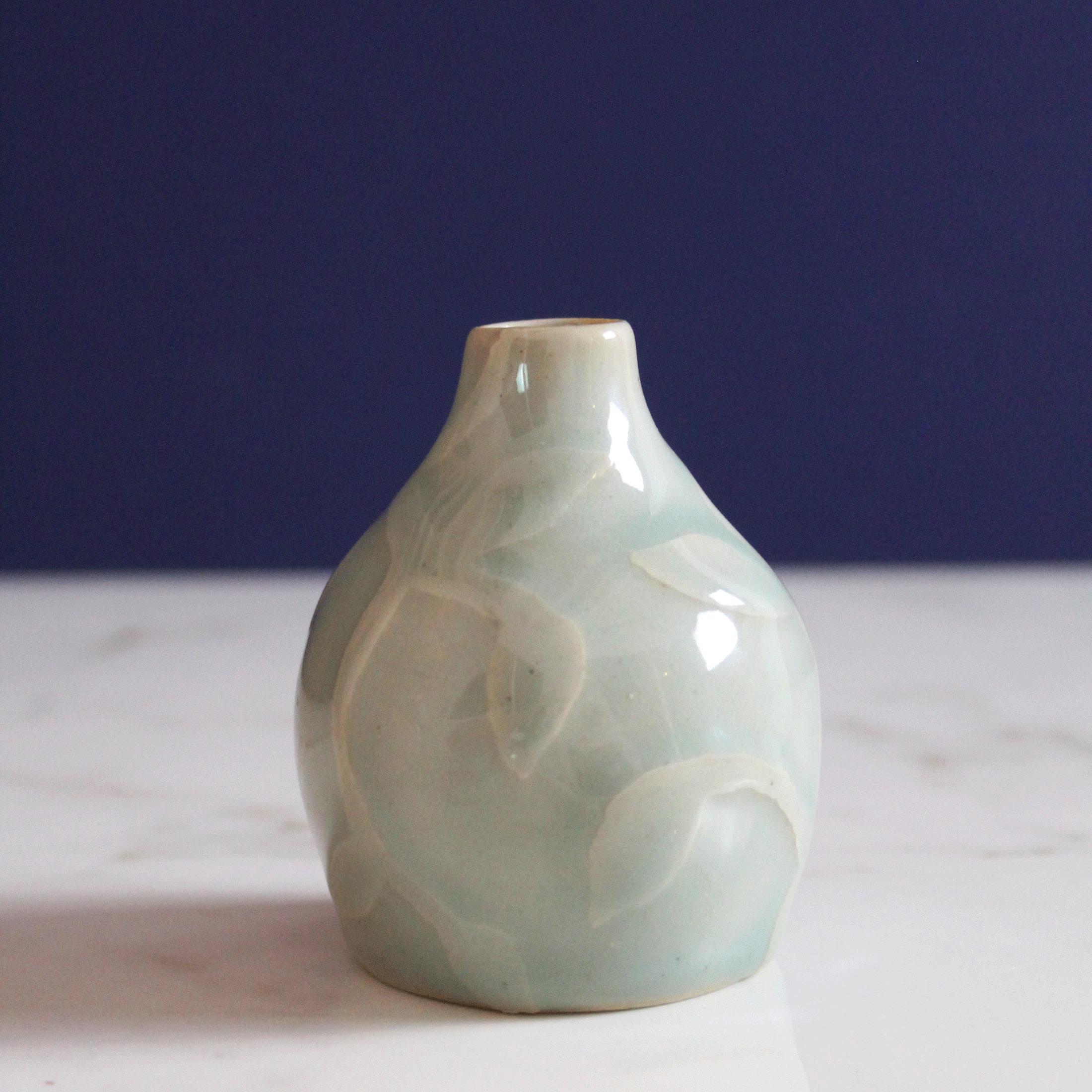 Sea Glass Water Etched Bud Vase