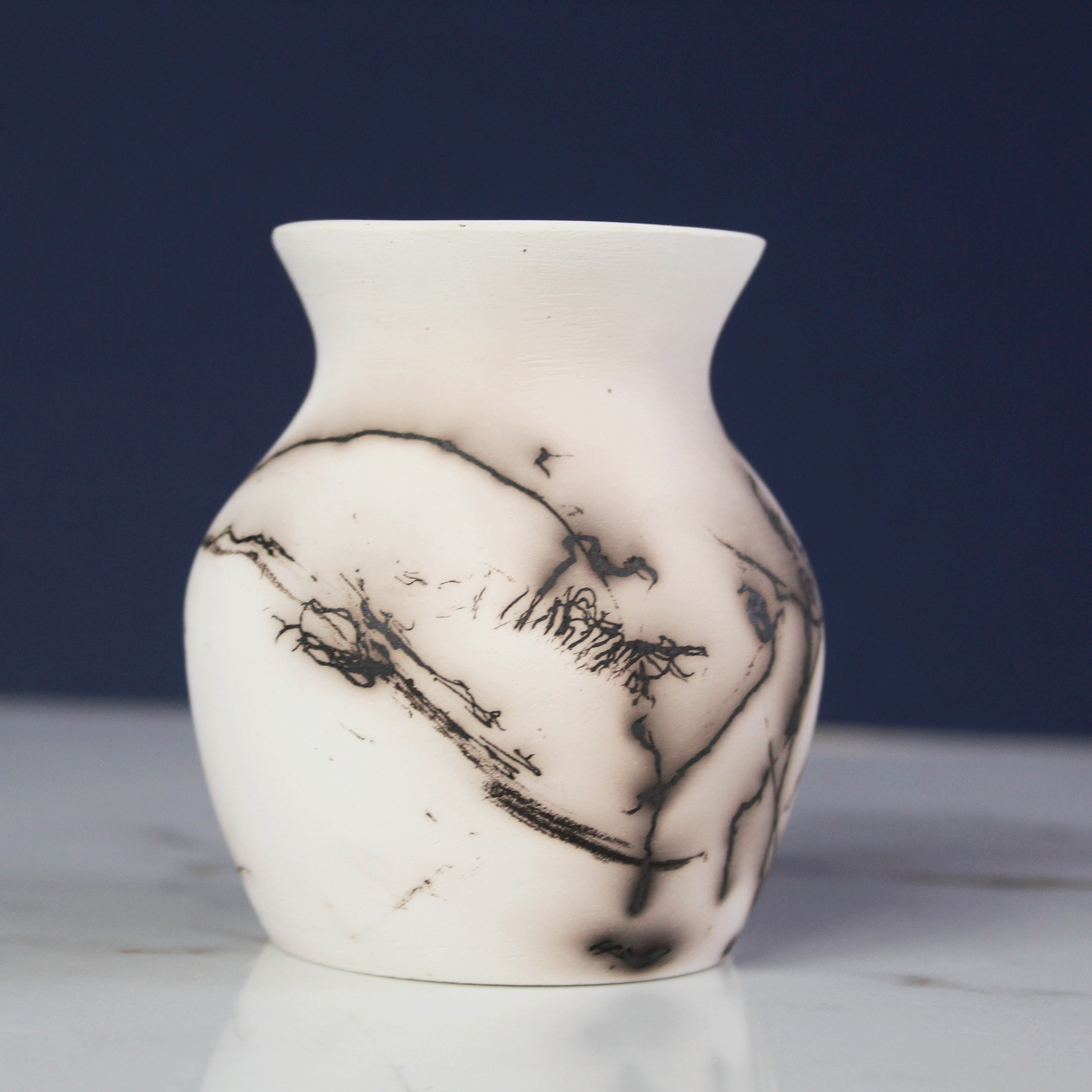 Raku Horsehair Small Vase