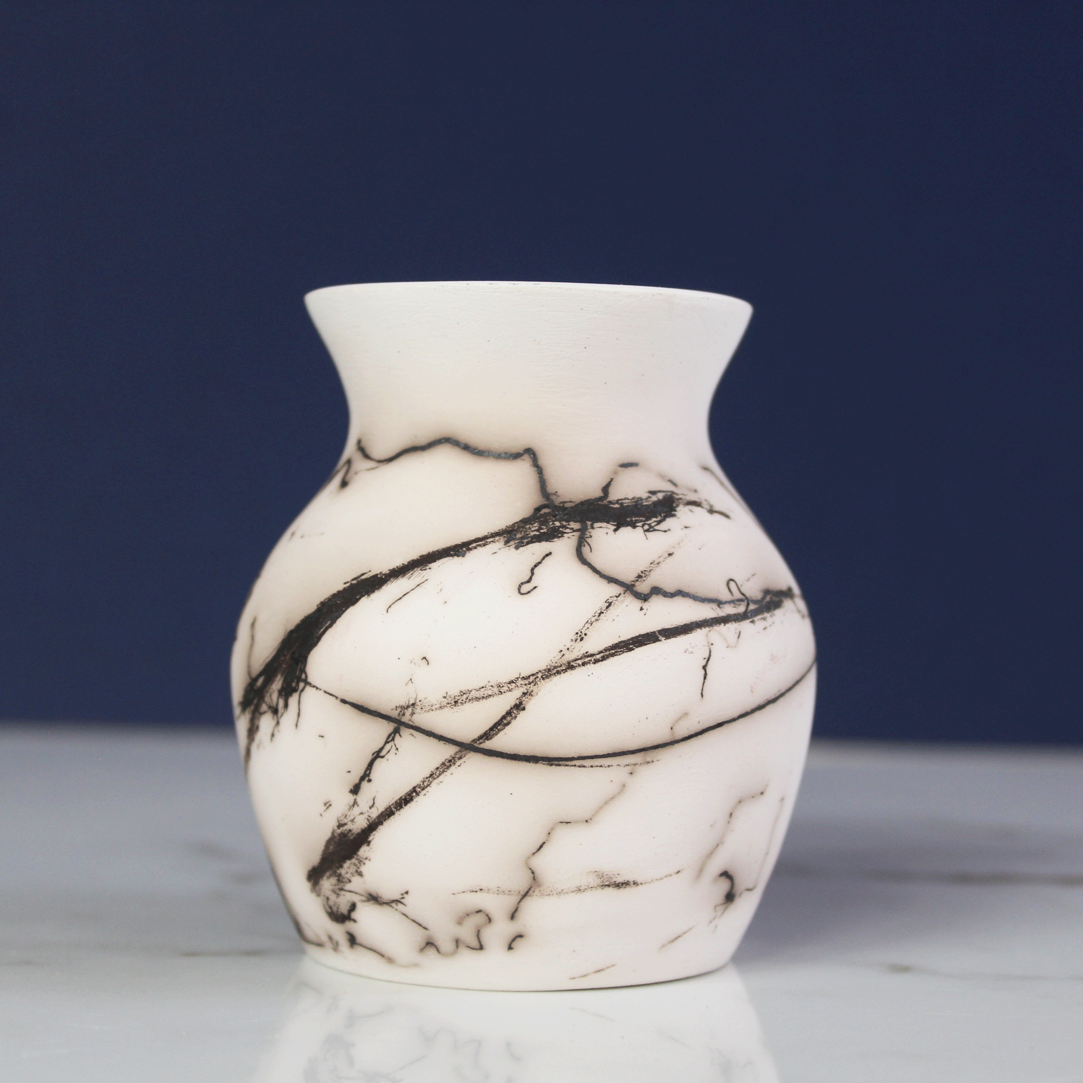 Raku Horsehair Small Vase