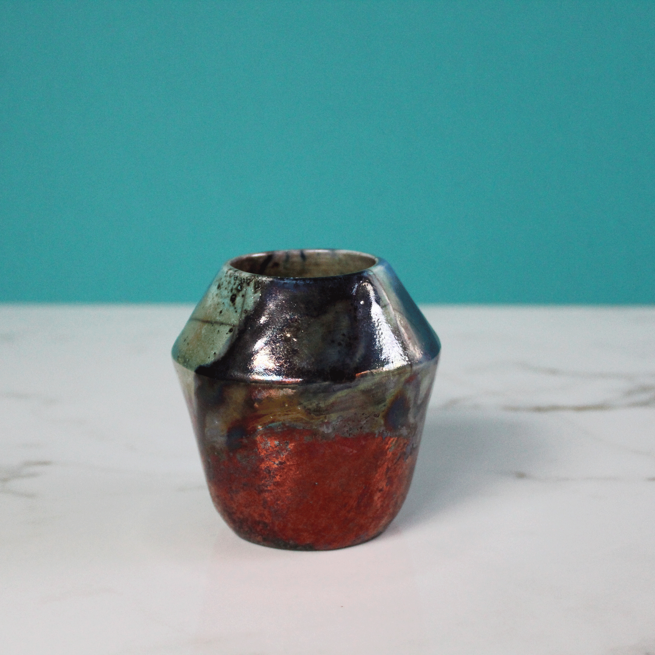 Raku Metallic Rainbow Vase