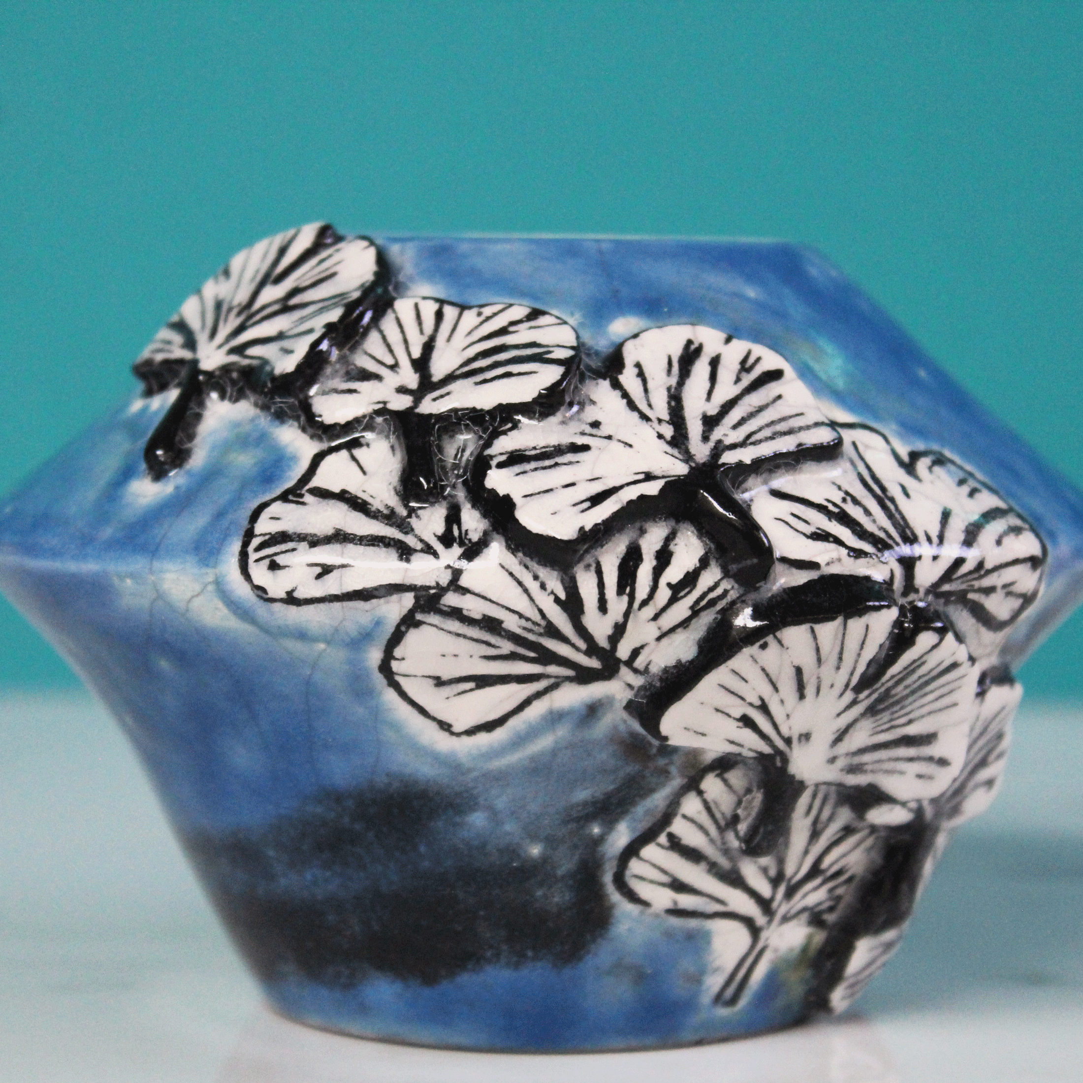 Ginkgo Raku Vase