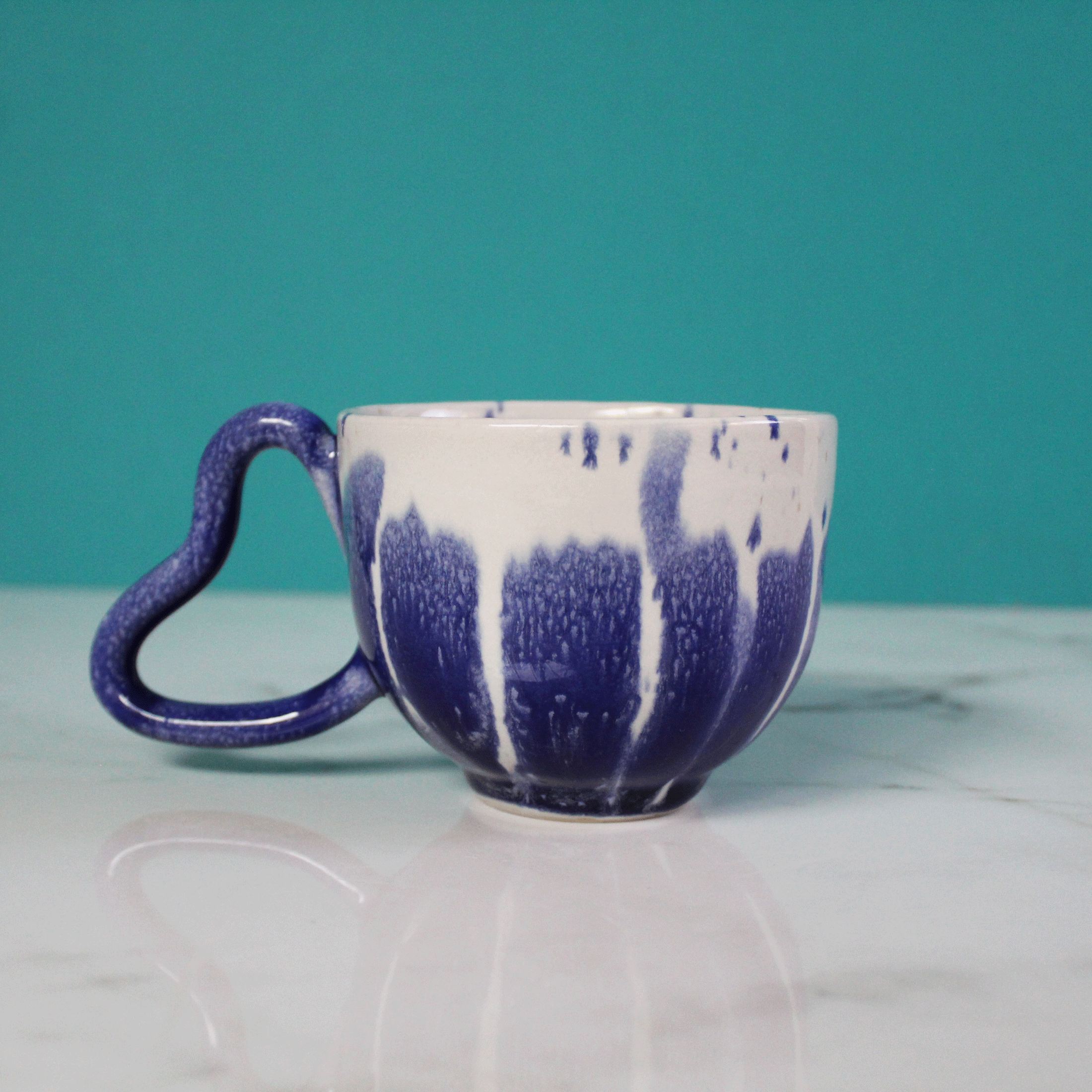 Cobalt Dripping Heart Mug