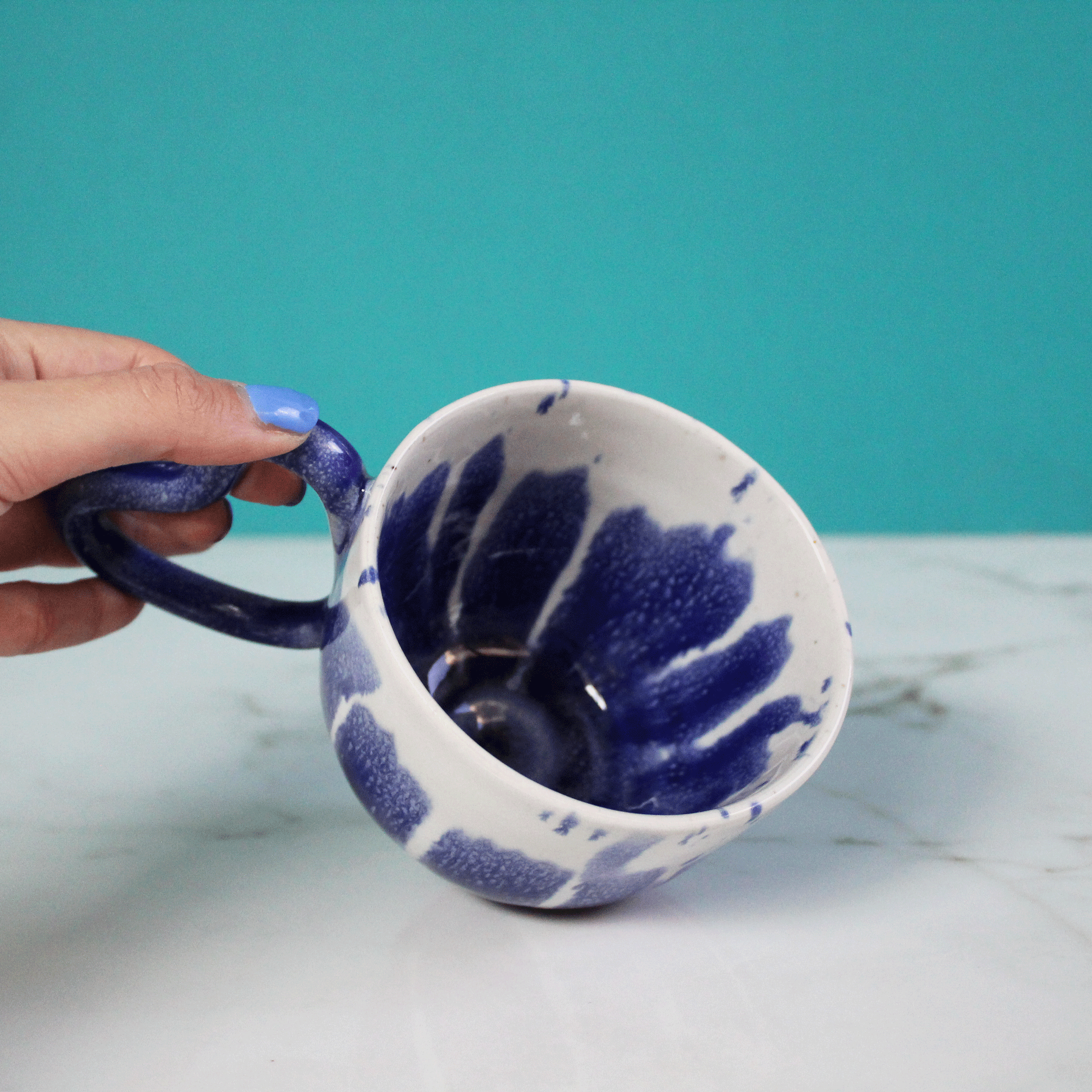 Cobalt Dripping Heart Mug