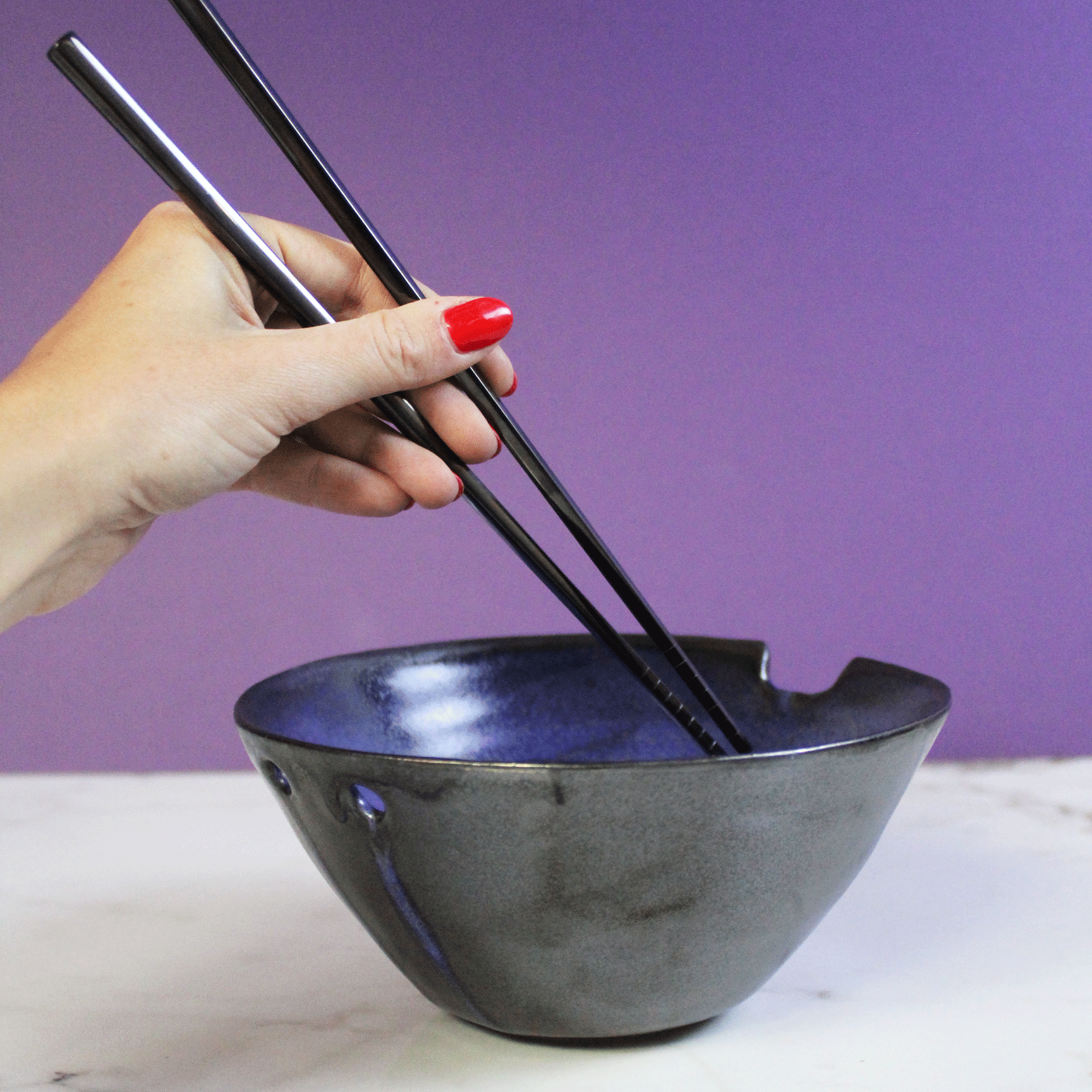 Cobalt and Black Ramen Bowl