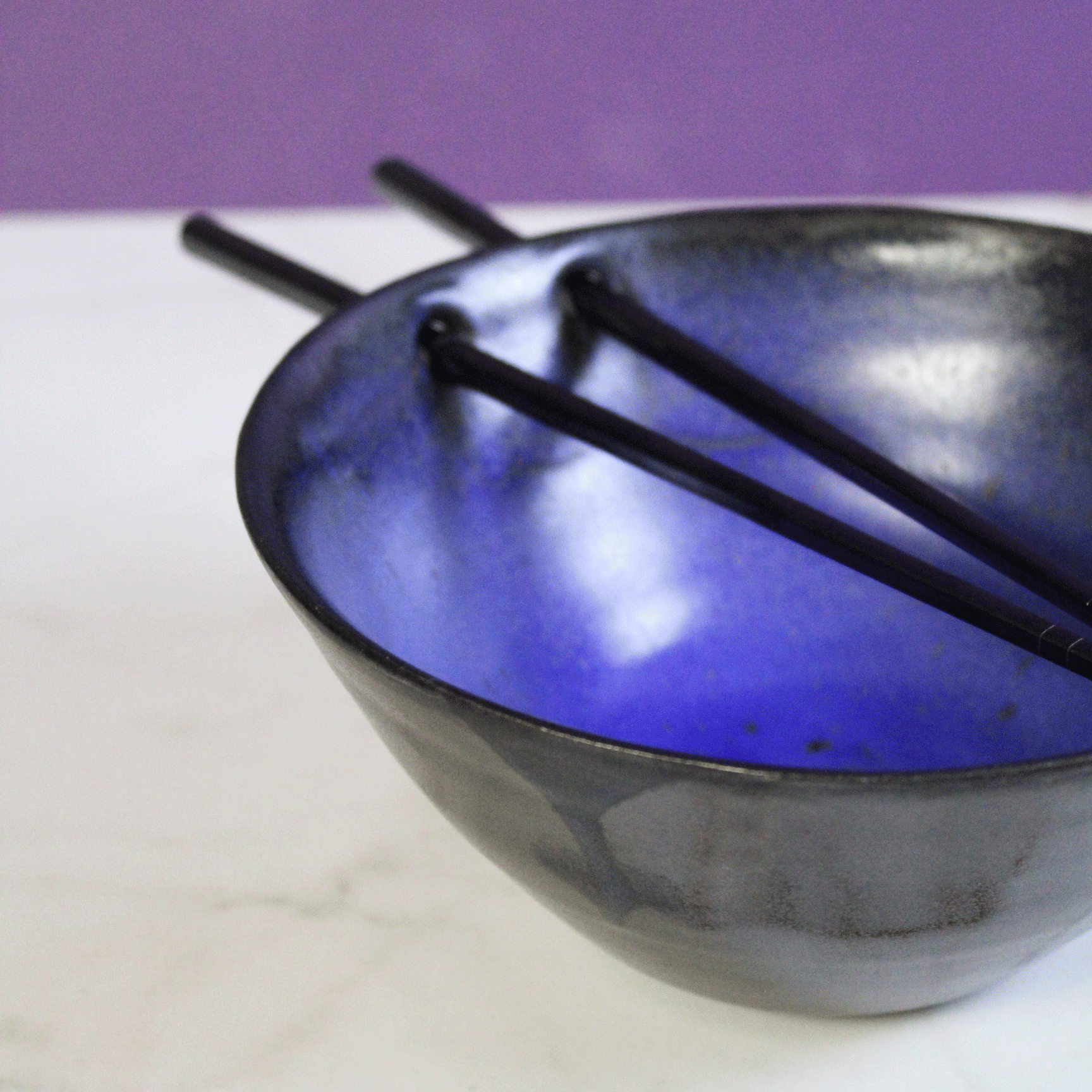 Cobalt and Black Ramen Bowl