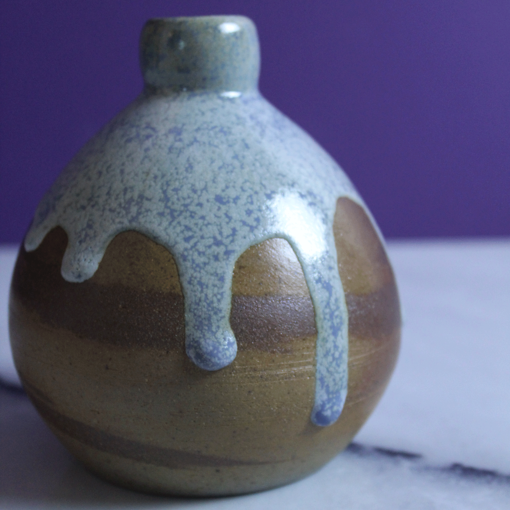 Large Marble Salt Fired Vase