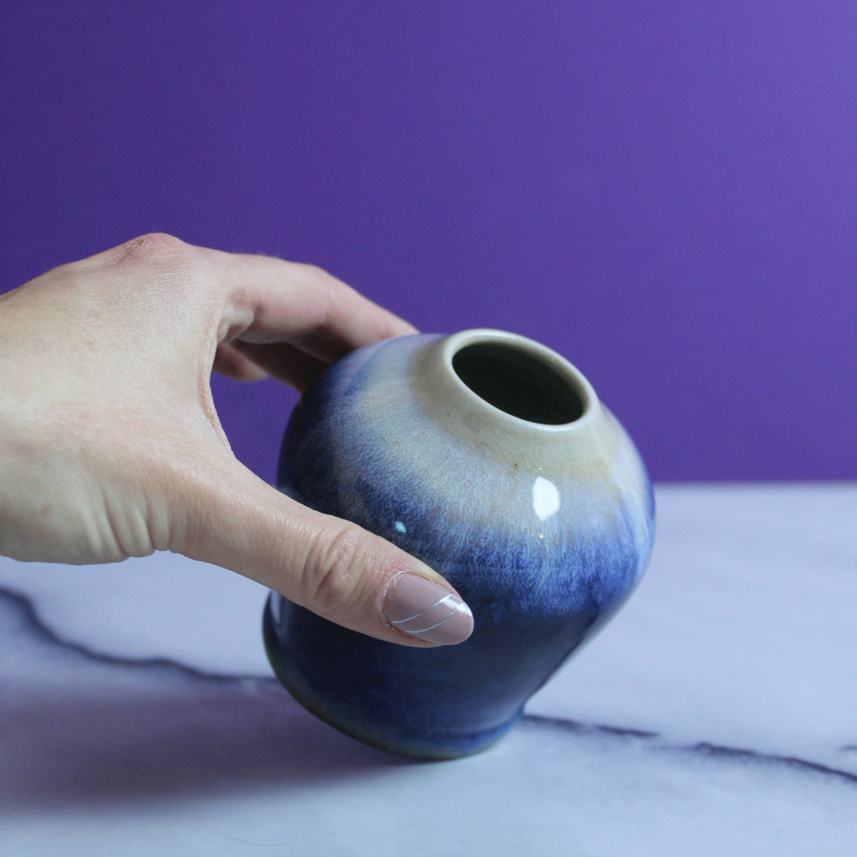 Deep Arctic Blue Salt Fired Vase