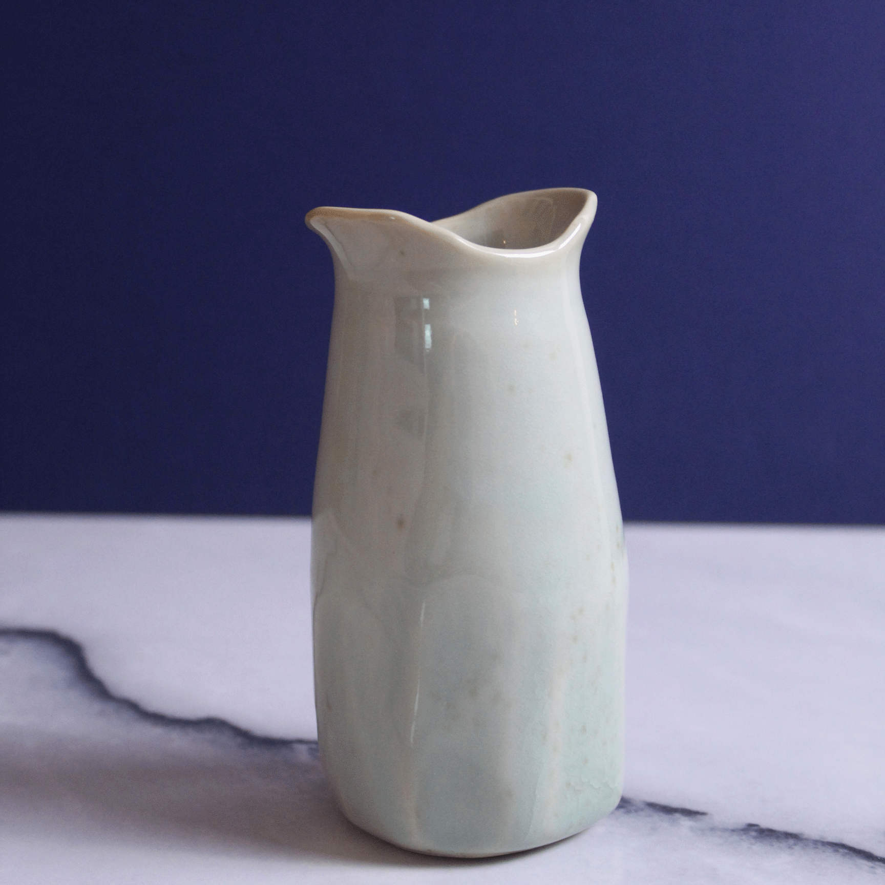 Crackled Sea Foam Carved Porcelain Vase