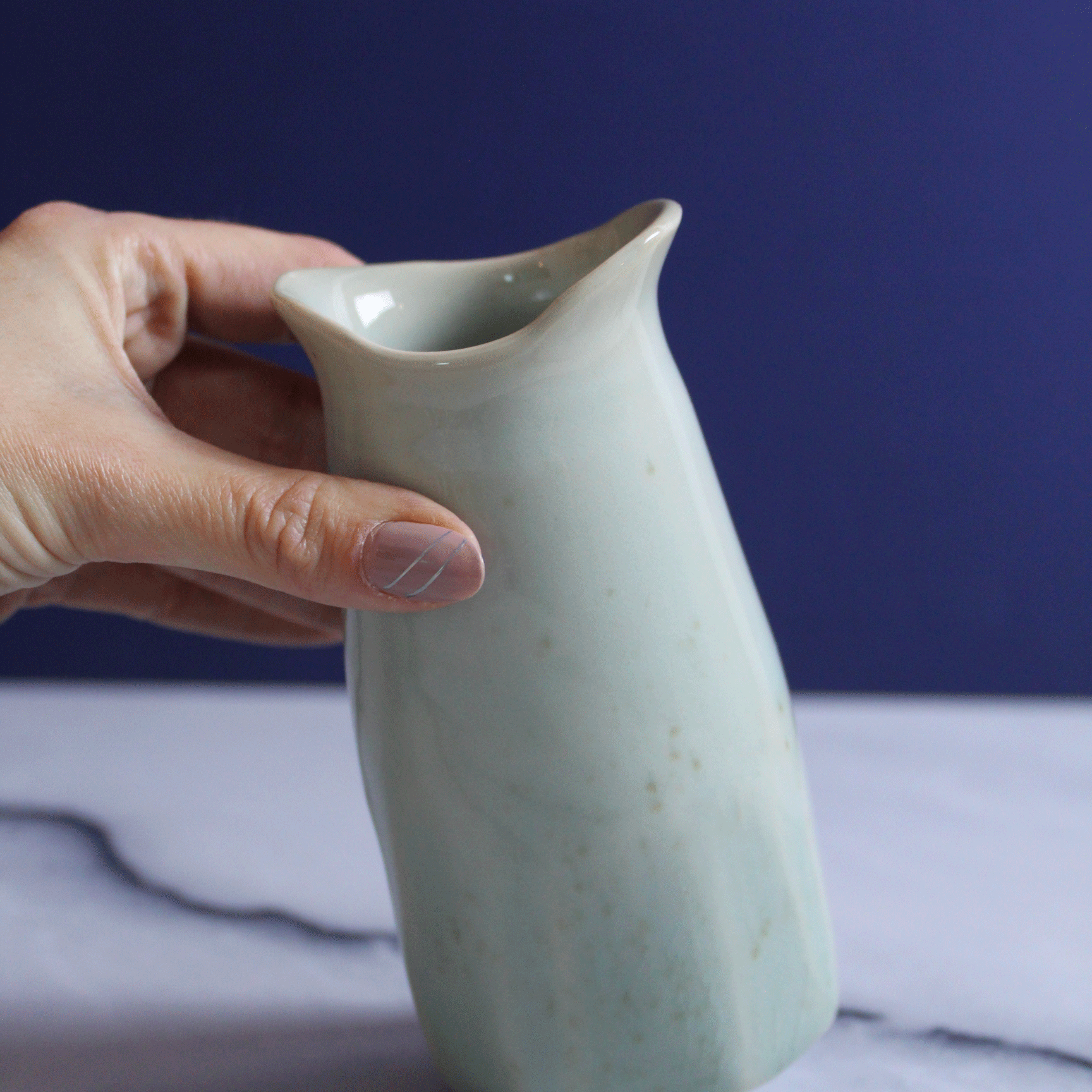 Crackled Sea Foam Carved Porcelain Vase