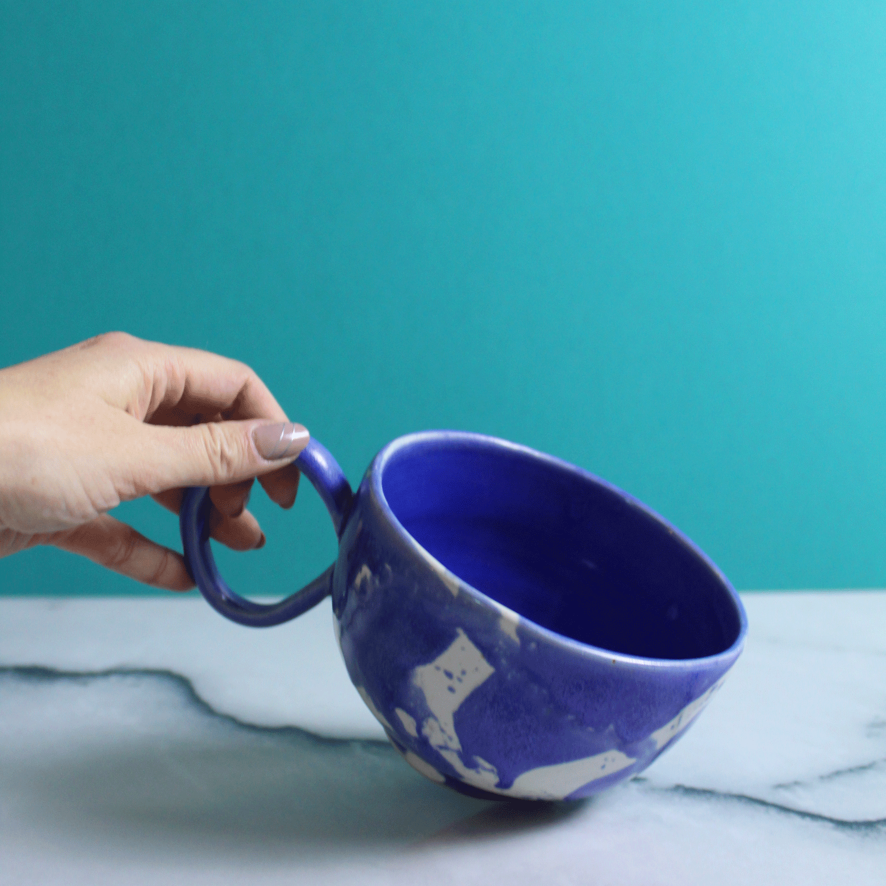 Cobalt Marble Jumbo Mug