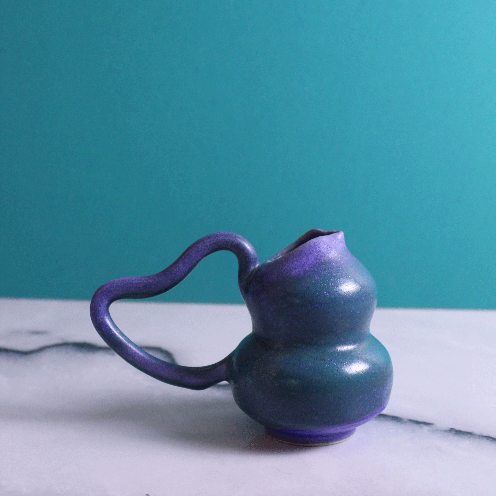 Teal Bubble Shaped Heart Pitcher