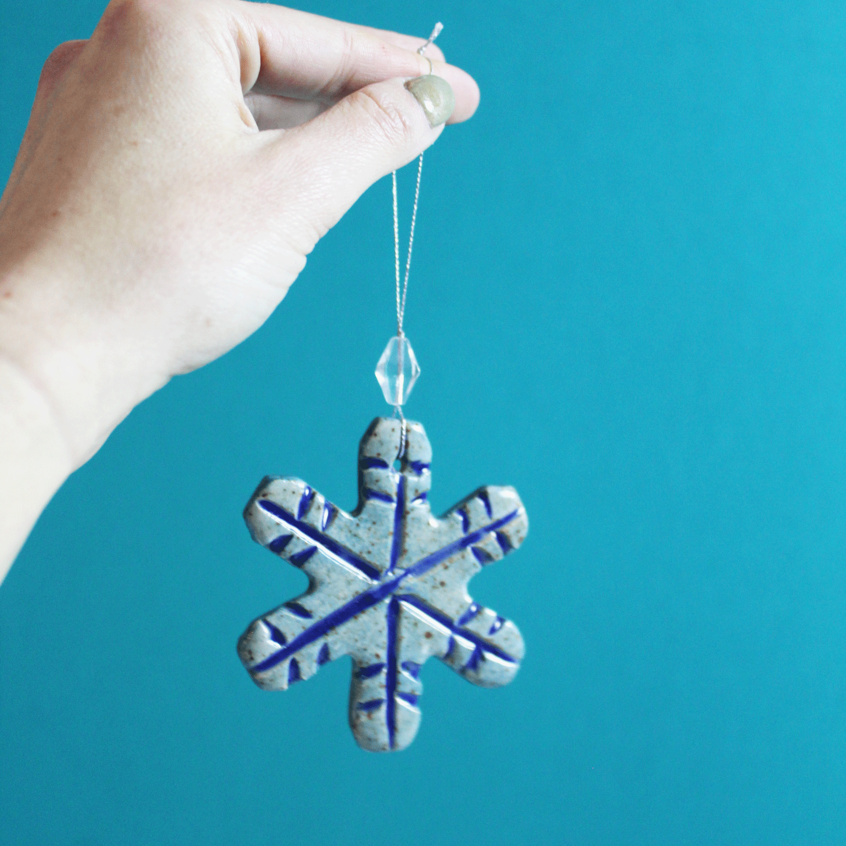 Speckled Snowflake Holiday Ornament