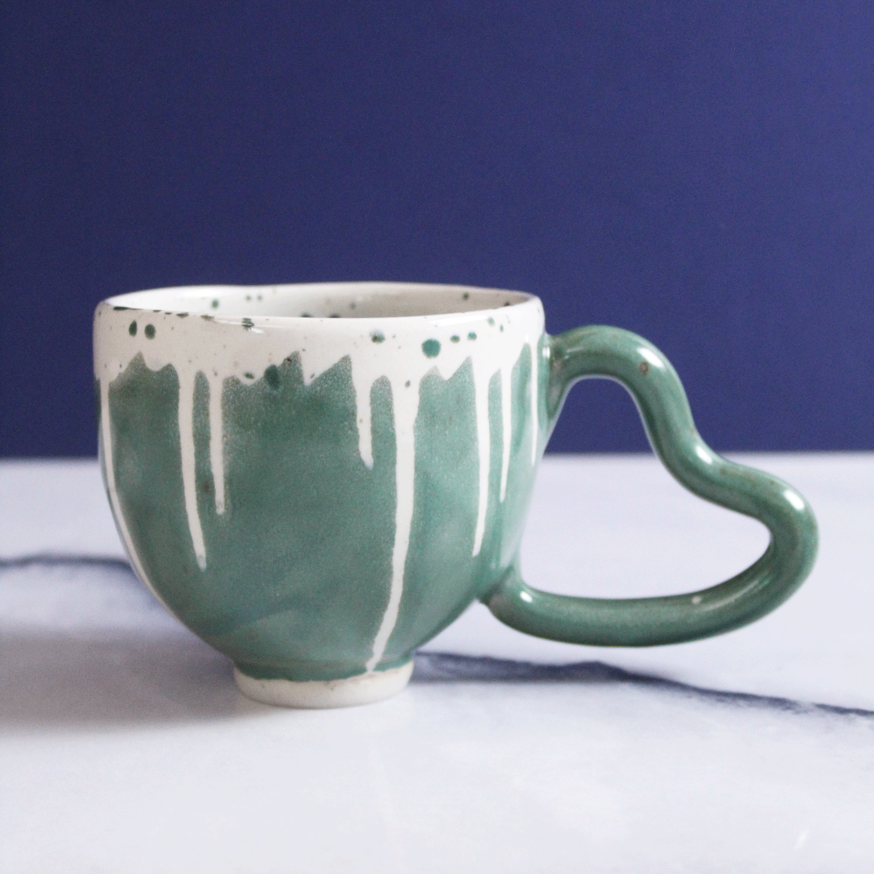 Teal Dripping Heart Mug