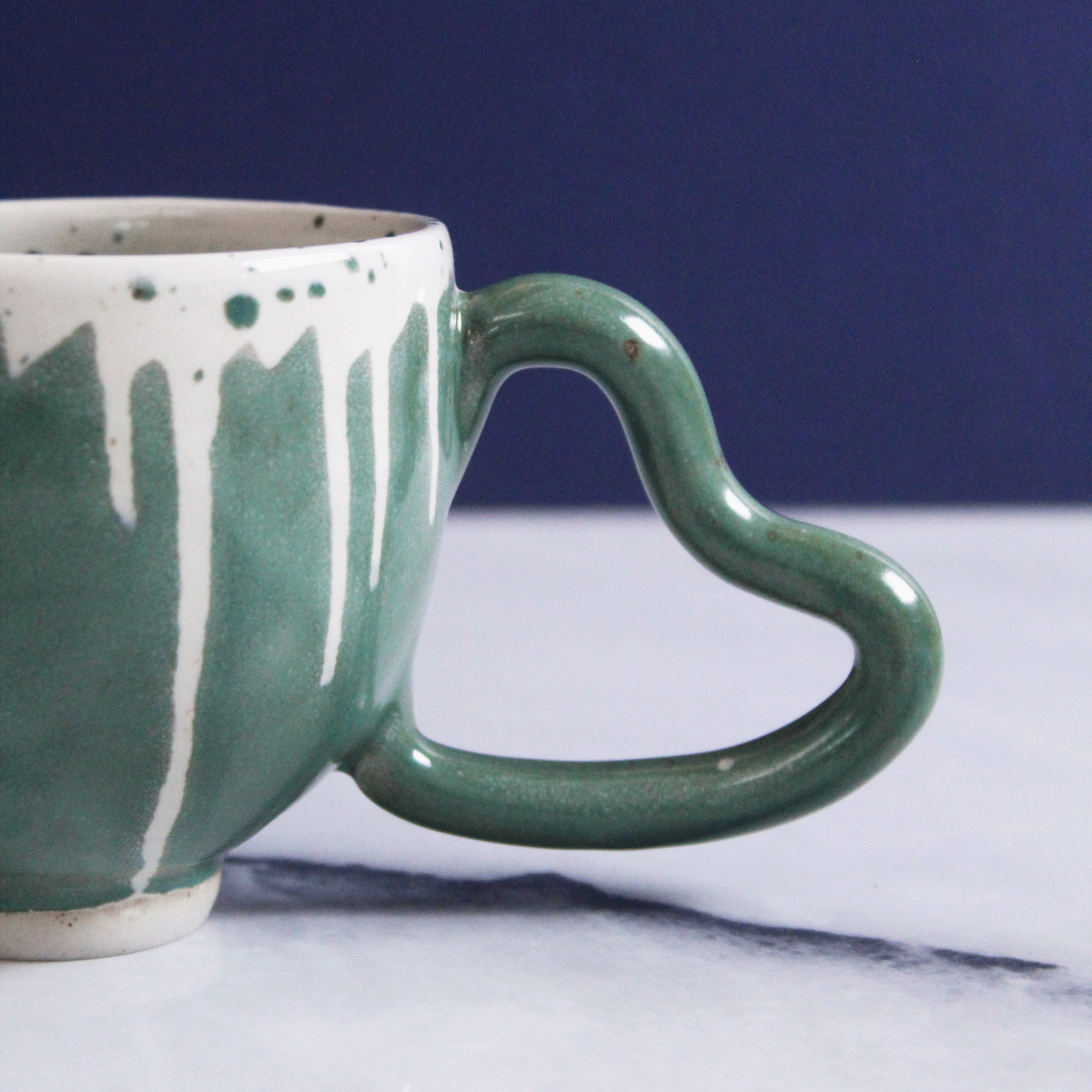 Teal Dripping Heart Mug