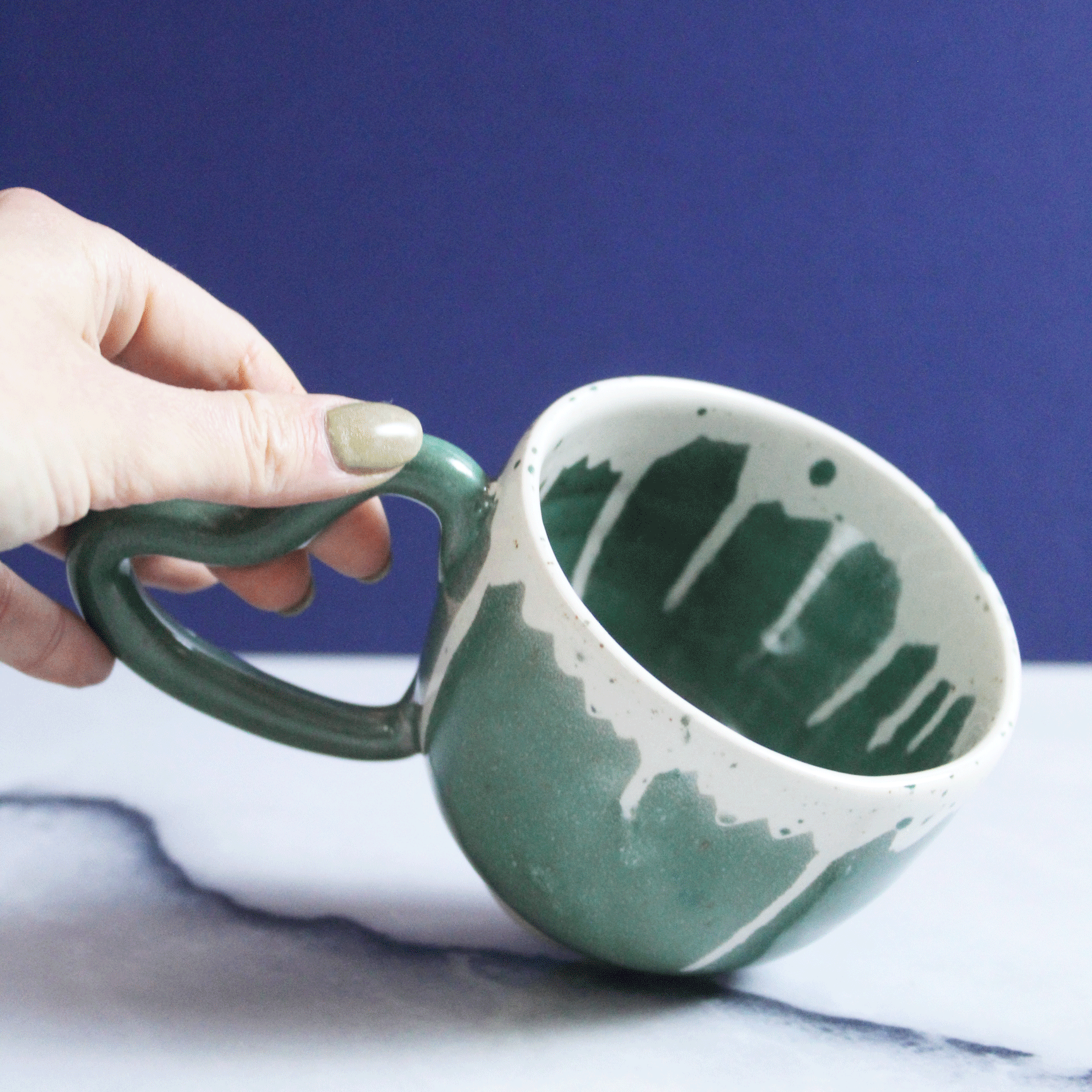 Teal Dripping Heart Mug