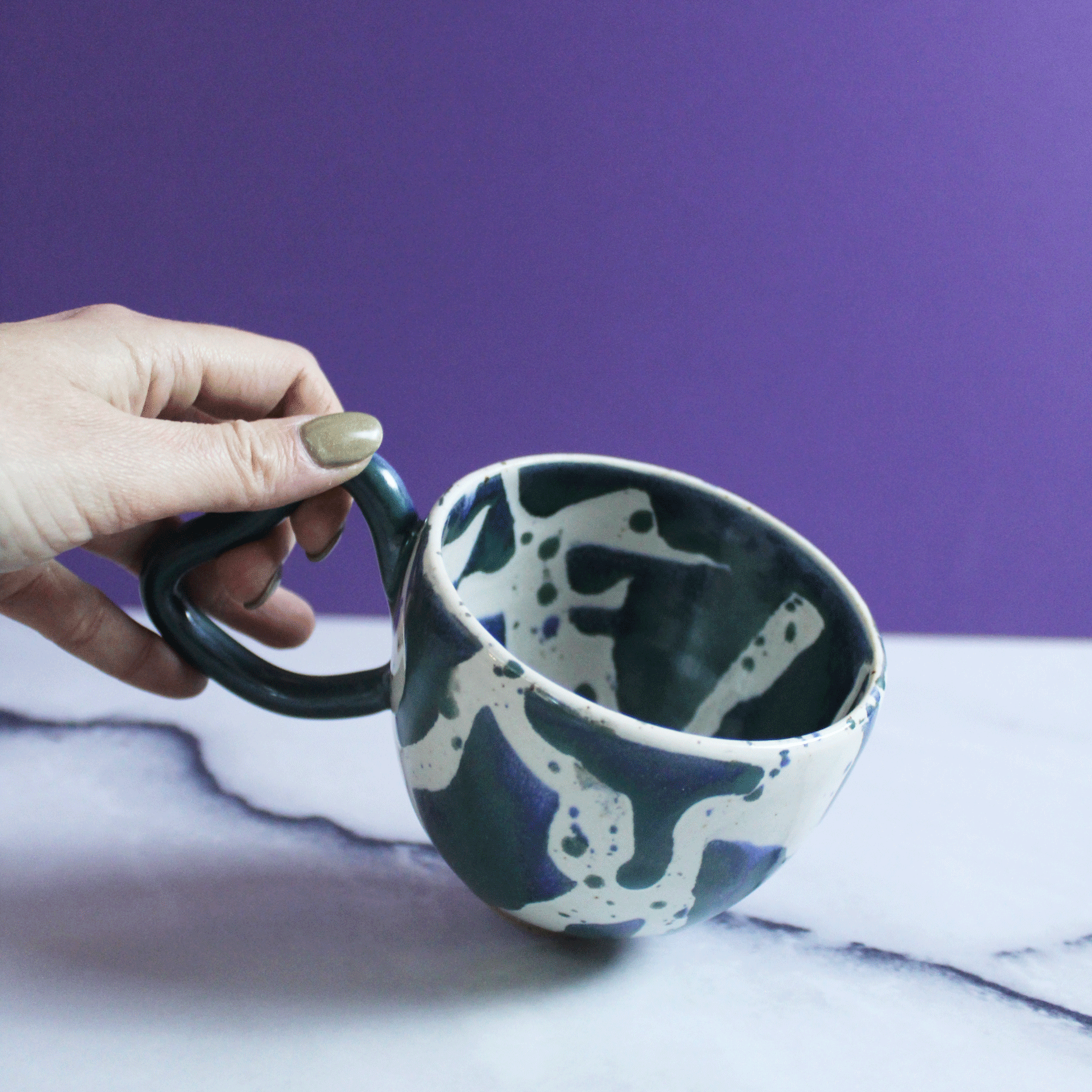 Teal and Blue Marble Heart Mug